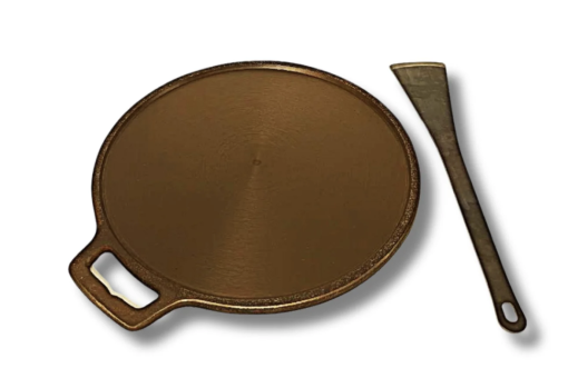 Smooth Golden Finish Cast Iron Roti/Chapati/Dosa Kallu Tawa with Iron Ladle | 11 inch - Image 2